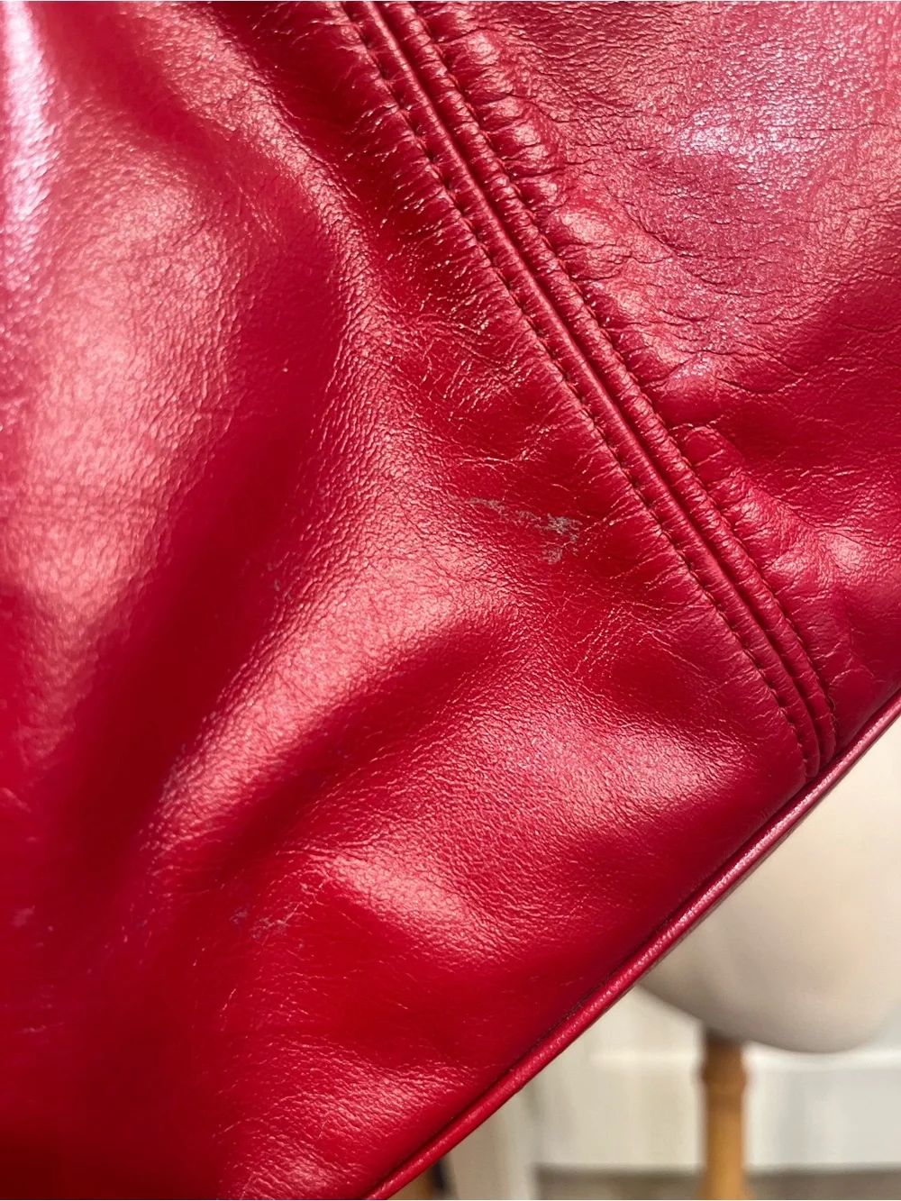 SAS Red Leather Shoulder Bag
